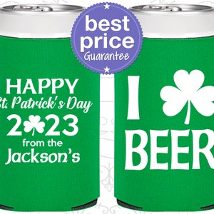 St Patricks Day Party Favors, St Patricks Day Can Cooler, St Paddys Day, Irish Party Favors, Shamrock Favors 200003 image 1