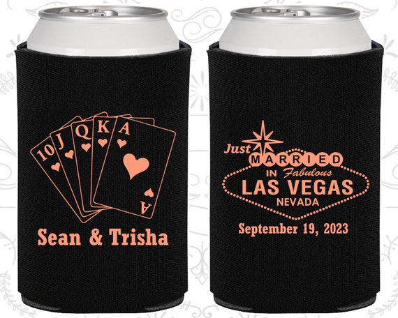 Vegas Wedding Favors, Wedding Reception, Just Married Gifts, Playing Cards, Las Vegas Sign, Wedding Can Coolers (53) Il_570xn