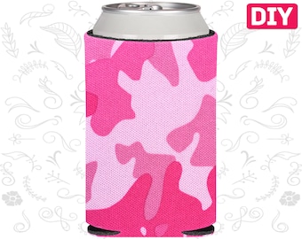 50 Pack - Blank Can Coolers Pink Camouflage Blank Coolers Camo Foam Can Holders Collapsible Bulk Beer Huggers DIY Crafts
