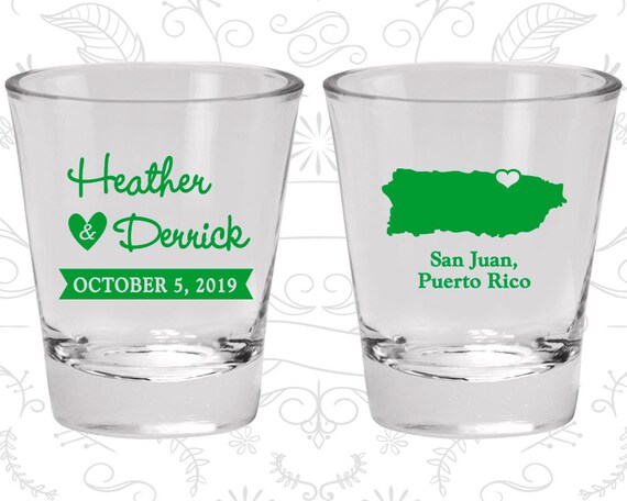 Puerto Rico Wedding Shot Glasses, Glass, Destination Wedding Shot Glasses, Wedding Shot Glass, San Juan Wedding Shot Glasses (190) Il_570xn