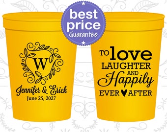 Wedding Favor Cups, Wedding Cups, Plastic Cups, Stadium Cups, Personalized Cups, Custom Stadium Cups, Wedding Favors, Monogram Cups (C61)