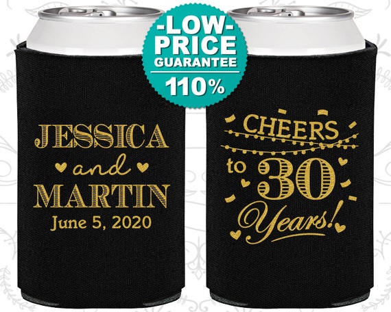 30th Wedding Anniversary Party Favors Anniversary Can Cooler Anniversary Party Decor Pearl Anniversary Favors Cheers To 30 Years By My Wedding Store Catch My Party