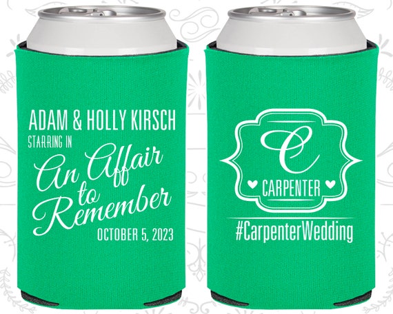 An Affair to Remember, Unique Wedding Favors, Romantic Wedding Favors, Monogrammed Gift, Monogram Wedding Favors, Drink Coolie (595) Il_570xn
