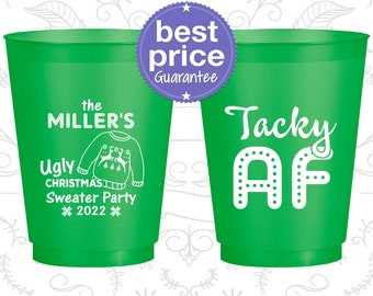 Christmas Shatterproof Cups, Christmas Party Favors, Holiday Party Cups, Holiday Favors, Ugly Sweater Party, Tacky Sweater Party (280017)