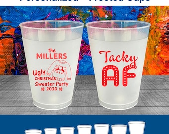 Christmas Shatterproof Cups, Christmas Party Favors, Holiday Party Cups, Holiday Favors, Ugly Sweater Party, Tacky Sweater Party | 280017