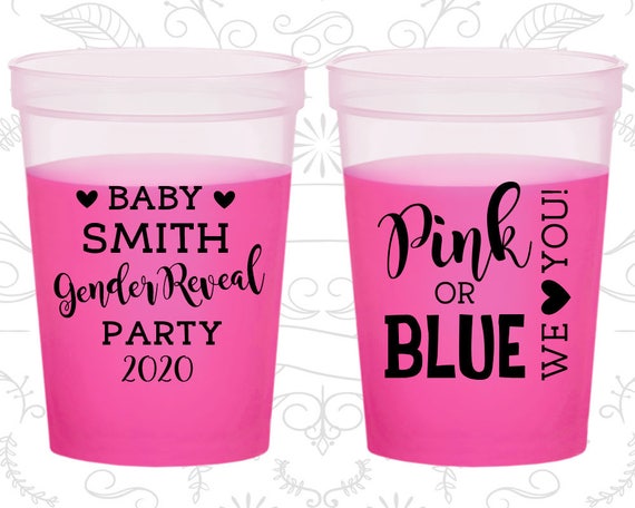 Pink or Blue We Love you, Baby Shower Mood Cups, Gender Reveal, Baby Shower Color Changing Cups (90012) Il_570xn