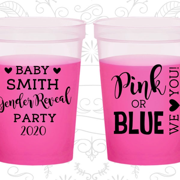 Pink or Blue We Love you, Baby Shower Mood Cups, Gender Reveal, Baby Shower Color Changing Cups (90012)
