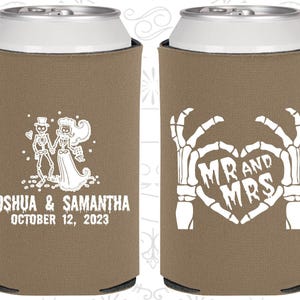 Mr and Mrs, Wedding Gift Ideas, Sugar Skull, Day of the Dead, Candy Skull, Dia De Los Muertos, Wedding Can Coolers | 204