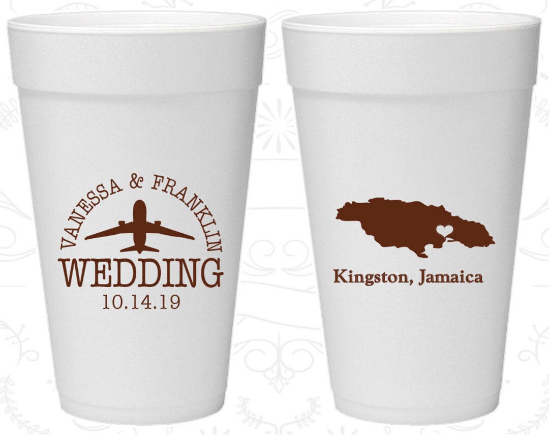 Jamaica Wedding Custom Foam Drinking Cups Destination Etsy