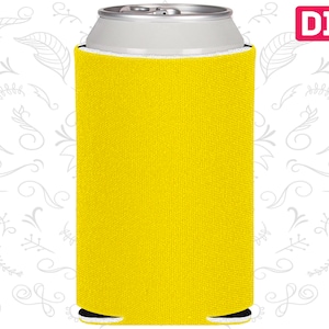 50 Pack - Blank Can Coolers Yellow Blank Coolers Foam Can Holders Collapsible Bulk Beer Huggers DIY Crafts