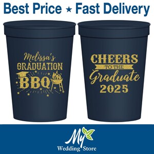 Graduation Party Cups, Graduation Favors, College Grad Gifts, High School Graduation Favors, Class of 2025 Cups, Graduation BBQ | 130006