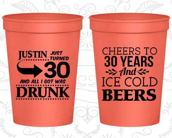 30th Birthday Cups, Promotional Birthday Party Cups, Cheers to 30 years, Ice Cold Beers, Birthday Cups (20219) Il_570xn