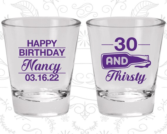 30th Birthday Shot Glasses, Promotional Birthday Glass, Thirty and Thirsty, 30 and Thirsty, Beer Bottle, Birthday Shot Glasses (20014) Il_570xn