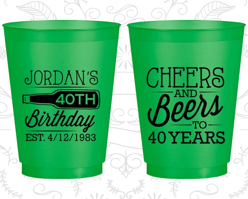 40th Birthday Frosted Cups, Cheers to 40 Years, Cheers and Beers, Frosted Birthday Cups 20002 image 1