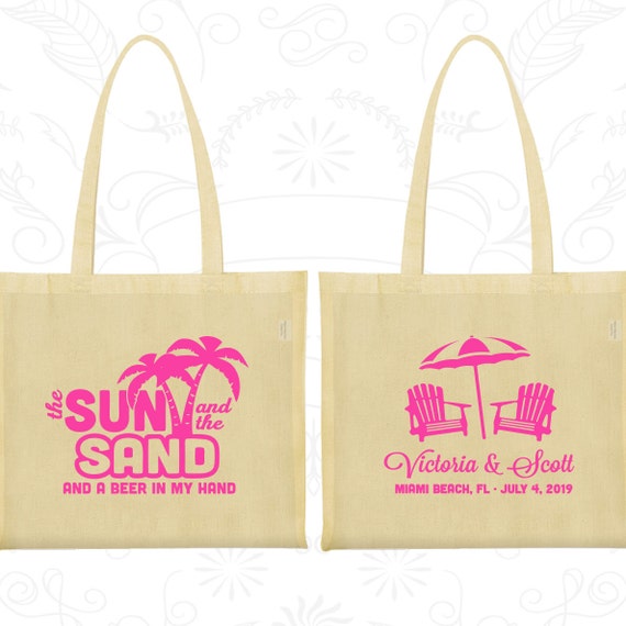The Sun And The Sand And A Beer In My Hand Wedding Favor Large Tote