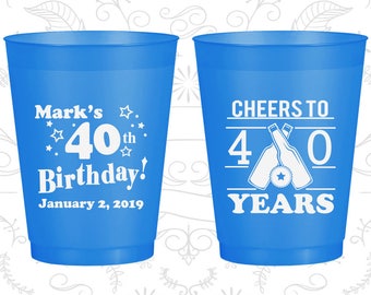 40th Birthday Frosted Cups, Cheers to 40 years, Beer Birthday, Frosted Birthday Cups (20162)