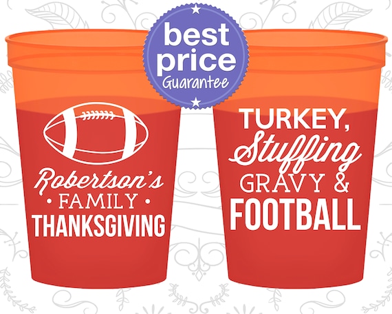 Thanksgiving Color Changing Cups, Thanksgiving Favors, Custom Thanksgiving, Fall Party Favors, Turkey Stuffing Gravy and Football (260010) Il_570xn