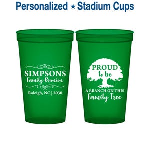 Family Reunion Stadium Cups, Family Reunion Ideas, Family Reunion Party Favors, Proud to be a branch on this family tree | 160050