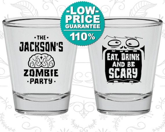 Halloween Shot Glasses, Halloween Party Favors, Custom Halloween, Halloween Ideas, Eat Drink and Be Scary, Zombie Party (250028) Il_570xn