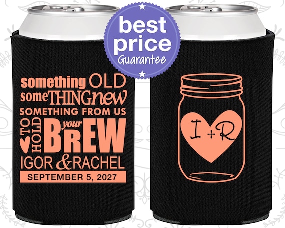 Wedding Can Coolers, Something Old Something New, Personalized Can Coolers, Custom Can Coolers, Wedding Favor Can Coolers (C01) Il_570xn