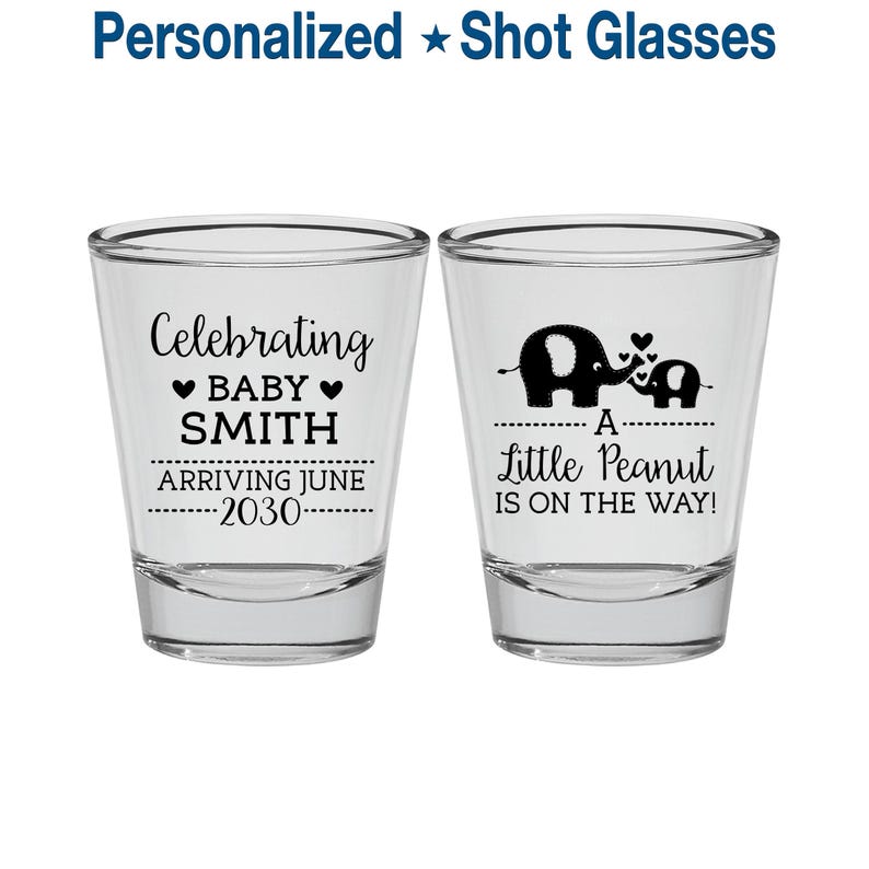 Little Peanut Baby Shower, Baby Shower Shot Glasses, Elephant Baby Shower, Blue Baby Party, Baby Shower Glass | 90027 image 1