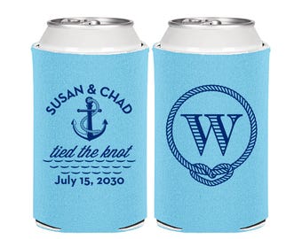 Monogram, Wedding Ideas, Beach Wedding Favors, Nautical Wedding Favors, Wedding Can Coolers | 226