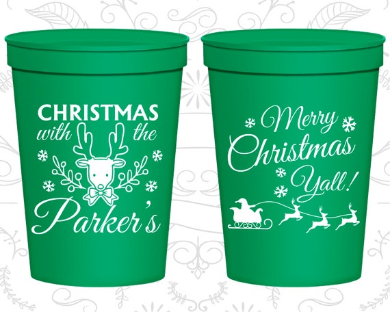 Christmas Cups, Christmas Favors, Personalized Christmas Cups, Holiday Cups, Christmas Office Party Favors, Merry Christmas Yall (280005) Il_570xn