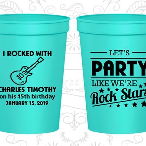 45th Birthday Cups, Cheap Party Cup Favors, Rock Star Birthday Cups, Rock Star Party Cups, Birthday Cups 20176 image 1