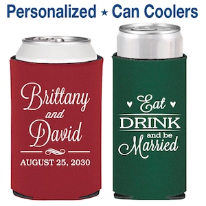 Regular + Slim Seltzer Can Coolers Wedding Bundle - Personalized Wedding Favors, Custom Rehearsal Dinner, Eat Drink and Be Married | 630