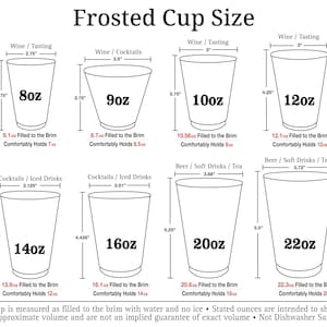 a cup size chart with the measurements for each cup