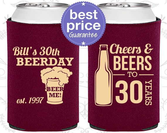 Birthday Can Coolers, Beerday, 30th Birthday, Birthday Party Favors, Custom Birthday Can Cooler, Personalized Favors (C20215) Il_570xn