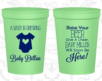 A Baby is Brewing Cups, Baby Shower Cups, Baby Announcement Cups, Gender Reveal Party Cups, Baby Shower Favors, Gender Reveal Decor (90041)