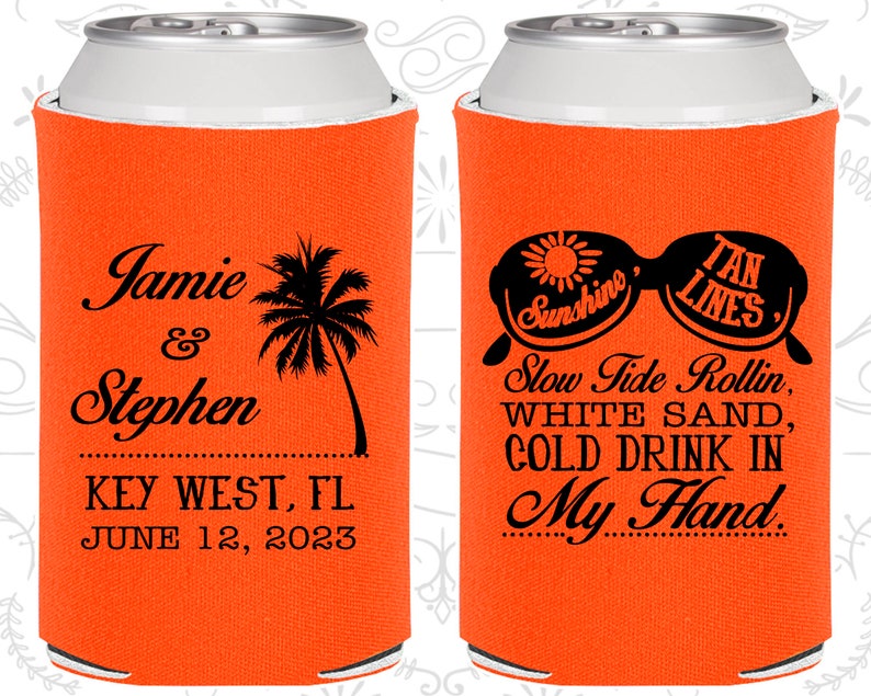 Slow Tide Rollin, White Sand, Cold Drink in My Hand, Wedding Favors, Summer Wedding Favors, Beach Wedding Favors, Wedding Can Coolers 451 image 1