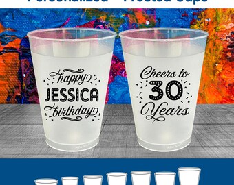 30th Birthday Frosted Cups, Frosted Birthday Cups, Birthday Party Favors | 20142