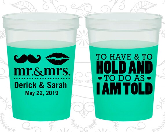 To Have and To Hold and To Do As I Am Told, Cheap Party Mood Cups, Mr and Mrs Wedding, Green Mood Cups (91) Il_570xn