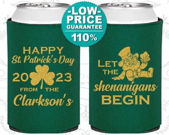 St Patricks Day Party Favors Can Coolers Saint Patricks Day Irish Let the Shenanigans Begin Leprechaun (200011) Il_570xn