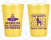 65th Birthday Frosted Cups, Fiesta Birthday, Frosted Birthday Cups (20287)