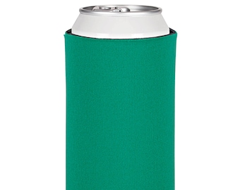 100 Pack - Blank Can Coolers Teal Blank Coolers Green Foam Can Holders Collapsible Bulk Beer Huggers DIY Crafts