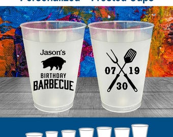 Birthday Frosted Cups, BBQ Birthday, Barbecue Birthday, Summer Birthday, Frosted Birthday Cups | 20253