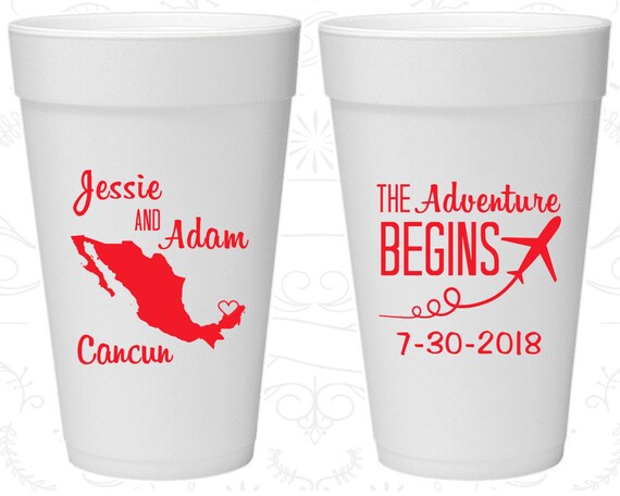 Imprinted Foam Drinking Cups Compass Destination The Adventure Begins Styrofoam Cups 284