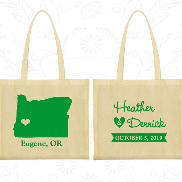 Oregon Wedding, Oregon Tote Bags, Printed Canvas Tote, Destination Wedding Bags, State Tote Bags, Welcome Tote Bags (136)