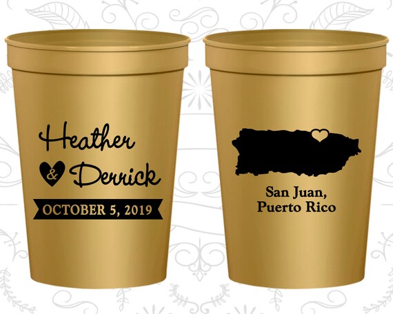 Puerto Rico Wedding Cups, Puerto Rico Wedding, Beer Cups, Destination Wedding, Wedding Cups, San Juan Cups (190) Il_570xn