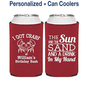 Sun and the Sand and a Birthday Drink in my Hand, Imprinted Birthday, Beach Birthday Favors, I got crabs, Party Favors | 20205
