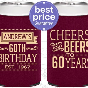 60th Birthday, 60th Birthday Favors, Adult Birthday, Cheers to 60 Years, Cheers and Beers, Party Favors C20001 image 1