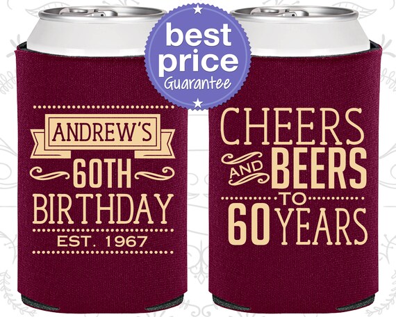 60th Birthday, 60th Birthday Favors, Adult Birthday, Cheers to 60 Years, Cheers and Beers, Party Favors (C20001) Il_570xn