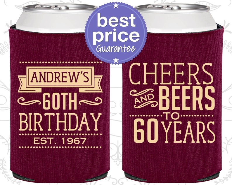 60th Birthday, 60th Birthday Favors, Adult Birthday, Cheers to 60 Years, Cheers and Beers, Party Favors C20001 image 1