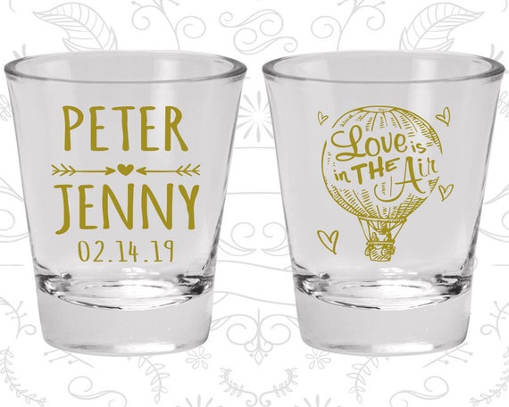 Love is in the Air Wedding Shot Glasses, Shot Glass, Hot Air Balloon Wedding Shot Glasses, Love Wedding Shot Glasses (210) Il_570xn