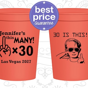 30th Party Favor Cups, Middle Finger Birthday, Funny Birthday, I am this many, Party Favor Cups, Fun Birthday Cups | 20000