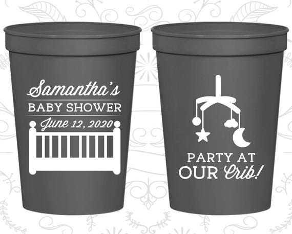 Party at our Crib, Custom Baby Shower Cups, Baby Announcement Cups, Gender Reveal Theme, Baby Shower Ideas, Baby Shower Party (90187) Il_570xn
