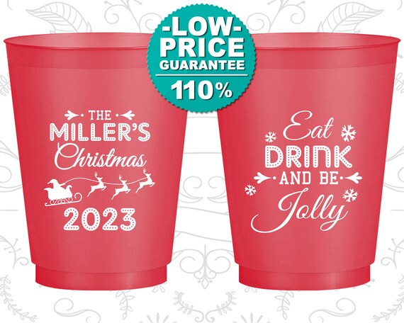 Christmas Frost Flex Cups, Christmas Favors, Holiday Party Cups, Christmas Office Party Favors, Eat Drink and Be Jolly (280010) Il_570xn
